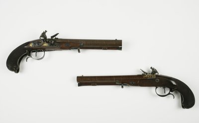 Pair of Flintlock Dueling Pistols, c.1780-1800 by H.W. Mortimer and Sons